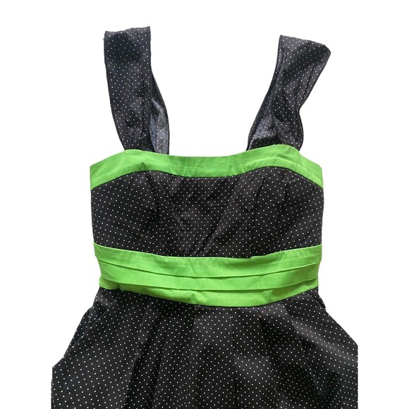 RUBY ROX Dress Black White Polka Dots Neon Green Womens Misses Size 9 NEW NWT - Picture 13 of 15